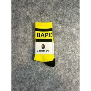 Bape Crew Socks Yellow‎ and Black Striped Unisex Size 8-13 Aape A Bathing Ape